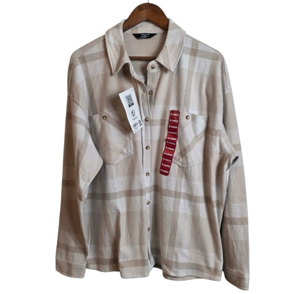 Members Mark Cozy Button Down Long Sleeve
Plaid Cream And Tan Shirt. - Picture 2 of 13